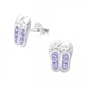 Sterling silver purple diamante earring studs
