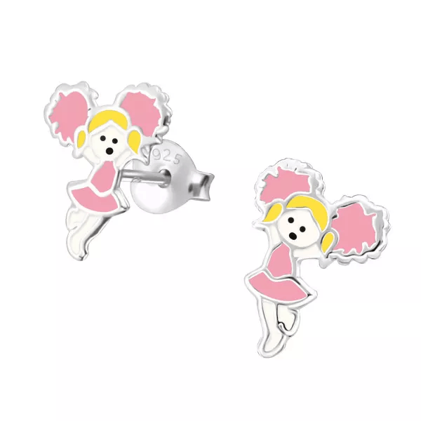 Children's Sterling Silver Cheerleader Girl Stud Earrings