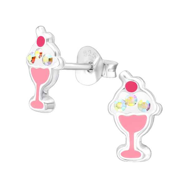 Children's Sterling Silver 'Ice Cream Sundae' Stud Earrings