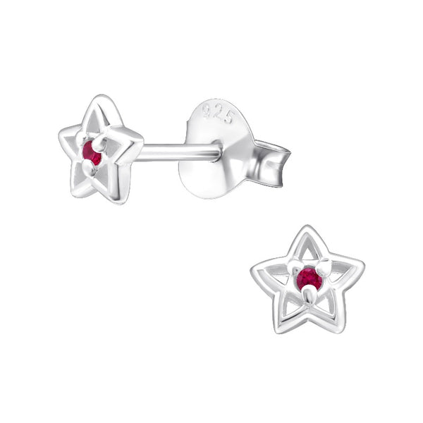 Children's Sterling Silver 'July Birthstone' Star Stud Earrings