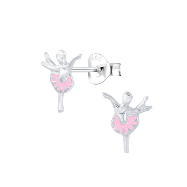Children's Sterling Silver Dancing Ballerina Stud Earrings