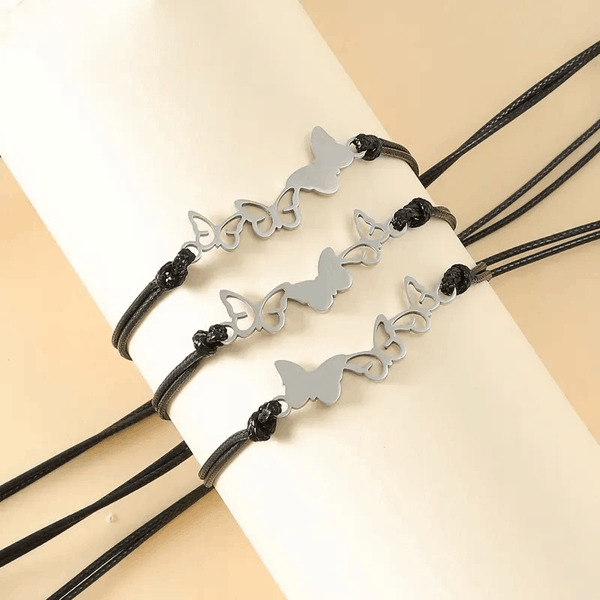 Adjustable Set of 3 Mother and Daughters Butterfly Wish Bracelets with Presentation Card