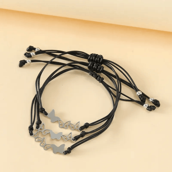 Adjustable Set of 3 Mother and Daughters Butterfly Wish Bracelets with Presentation Card