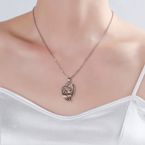 'Always my Mother, Forever my Friend' Crystal Heart Pendant Necklace