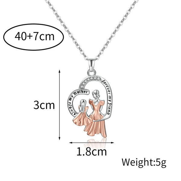 'Always my Mother, Forever my Friend' Crystal Heart Pendant Necklace