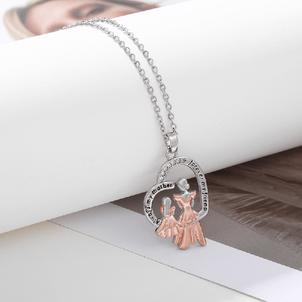 'Always my Mother, Forever my Friend' Crystal Heart Pendant Necklace