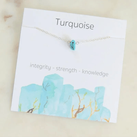Sapphire Blue Natural Stone Pendant Necklace on Card - September