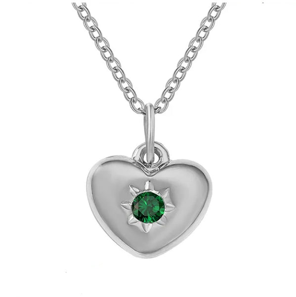 Adult's May Birthstone Heart Pendant Necklace