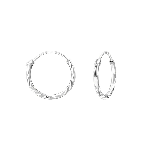 Children's Sterling Silver Diamond Cut Hoop Earrings
