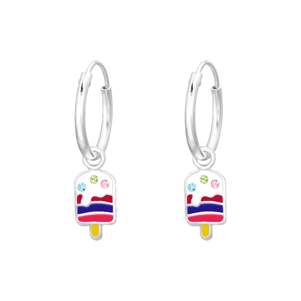 Children's Sterling Silver 'Ice Lollipop' Crystal Hoop Earrings