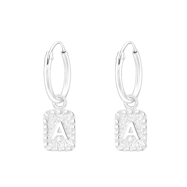 Children's Sterling Silver 'Letter A' Hoop Earrings
