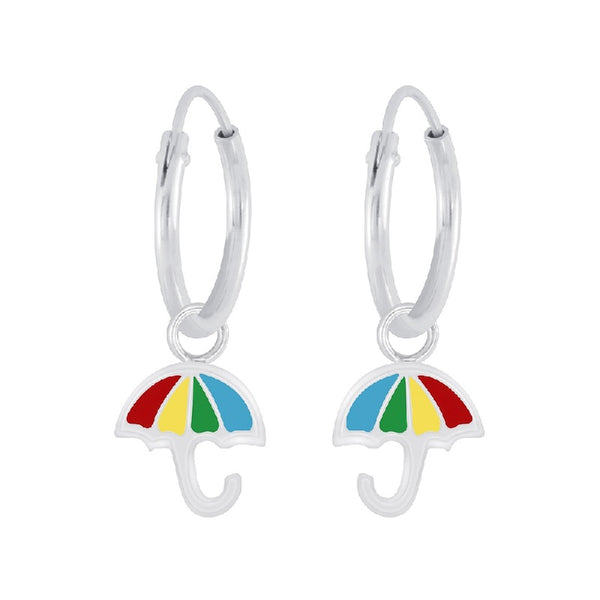 Children's Sterling Silver 'Colourful Umbrella' Hoop Earrings