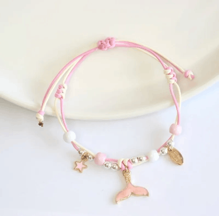 Children's Adjustable 'Pink Unicorn with Flower' Wish Bracelet / Friendship Bracelet