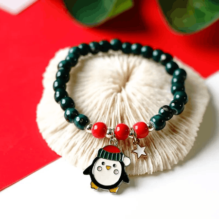 Children's 'Christmas Santa Face' Stretch Bead Bracelet