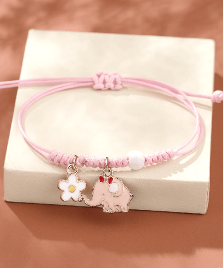 Children's Adjustable 'Bunny Rabbit' Wish Bracelet / Friendship Bracelet - Pink and Blue