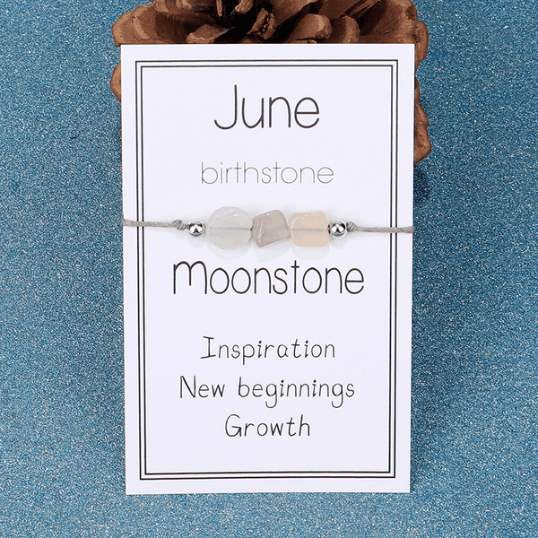 Adjustable 'June Birthstone Irregular Stone' Wish Bracelet / Friendship Bracelet
