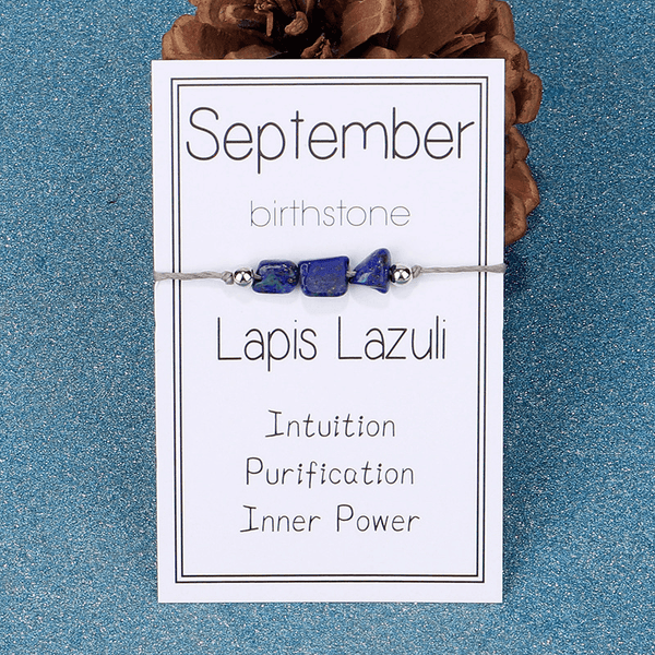 Adjustable 'September Birthstone Irregular Stone' Wish Bracelet / Friendship Bracelet