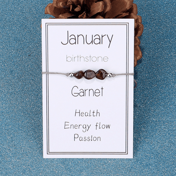 Adjustable 'January Birthstone Irregular Stone' Wish Bracelet / Friendship Bracelet