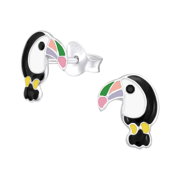Children's Sterling Silver Hornbill Stud Earrings
