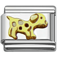 Stainless Steel 9mm Shiny 'Spotty Dalmatian Dog' Link for Italian Charm Bracelet