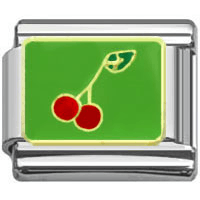 Silver Plated Red Enamel Apple Charm