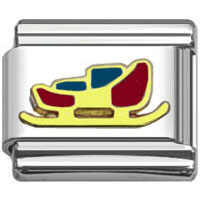 Stainless Steel 9mm Shiny 'Christmas Santa Claus Sleigh' Link for Italian Charm Bracelet