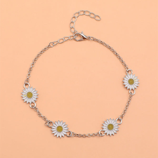 Adult's 'Daisy Flowers' Adjustable Anklet