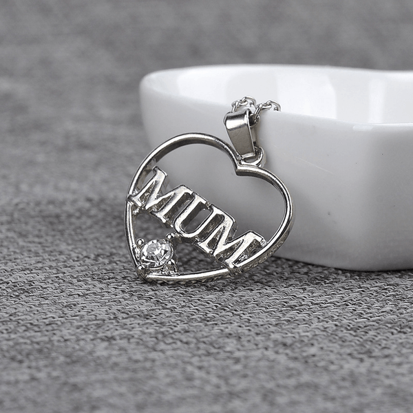 'Mum 'Crystal Heart Pendant Necklace