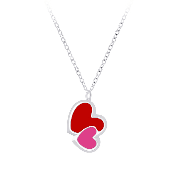 Children's Sterling Silver 'Hearts Duo' Pendant Necklace