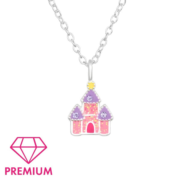 Children's Sterling Silver 'Sparkle Fairy Castle' Pendant Necklace