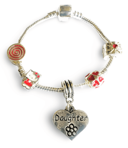 Children's Daughter 'Blue Butterfly' Silver Plated Charm Bead Bracelet