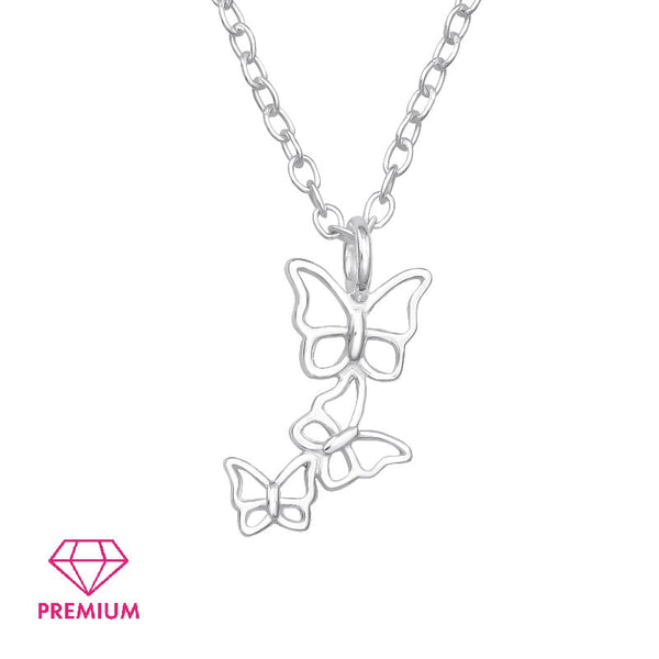 Children's Sterling Silver 'Butterfly Trio' Pendant Necklace