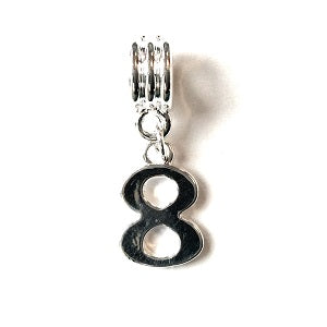 Silver Plated Number 8 Drop Charm Silver