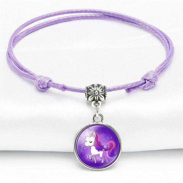 Children's Adjustable Unicorn Wish Bracelet / Friendship Bracelet - Purple