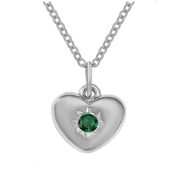 Adult's May Birthstone Heart Pendant Necklace
