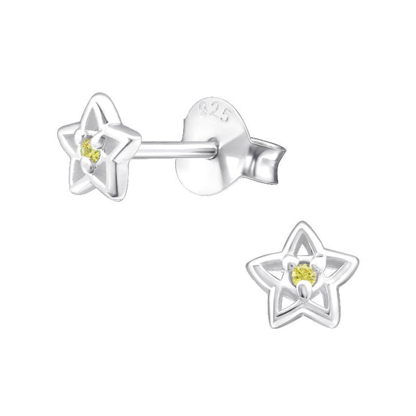 Children's Sterling Silver 'November Birthstone' Star Stud Earrings