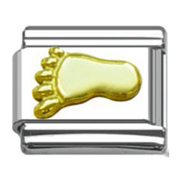 Stainless Steel 9mm Shiny Link with Gold Plated Footprint for Italian Charm Bracelet