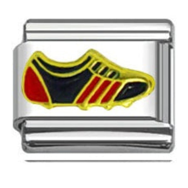 Stainless Steel 9mm Shiny Link with Sports Shoe / Football Boot for Italian Charm Bracelet