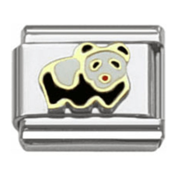 Stainless Steel 9mm Shiny Panda Bear Link for Italian Charm Bracelet