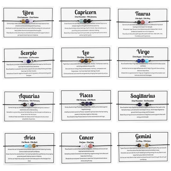 Adjustable 'Cancer' Gemstone Zodiac Wish Bracelet / Friendship Bracelet