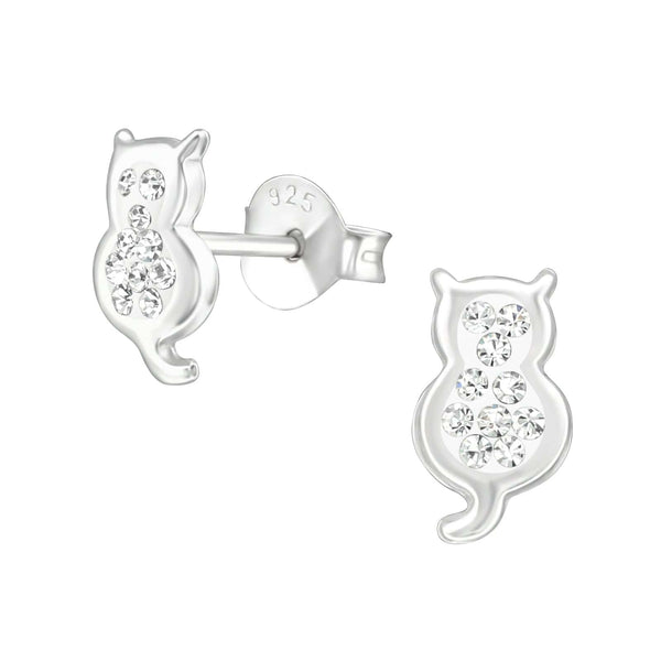 Children's Sterling Silver Cat Stud Earrings