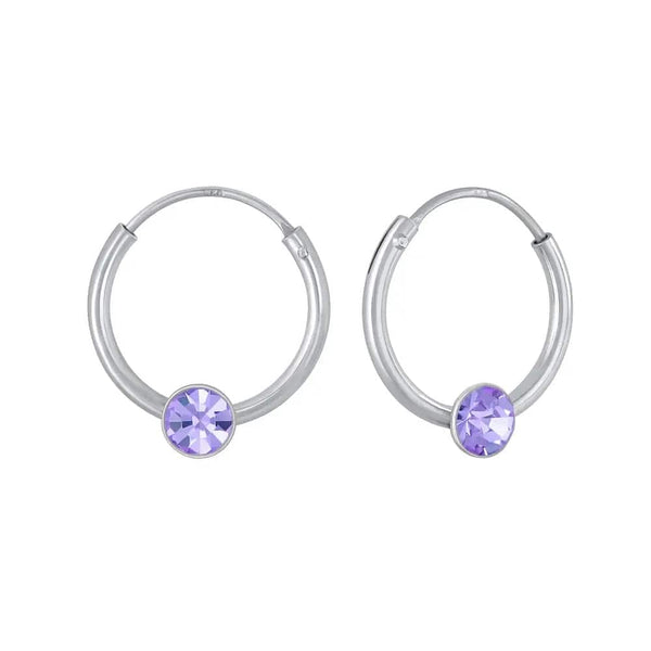 Children's Sterling Silver 'June Birthstone' Hoop Earrings