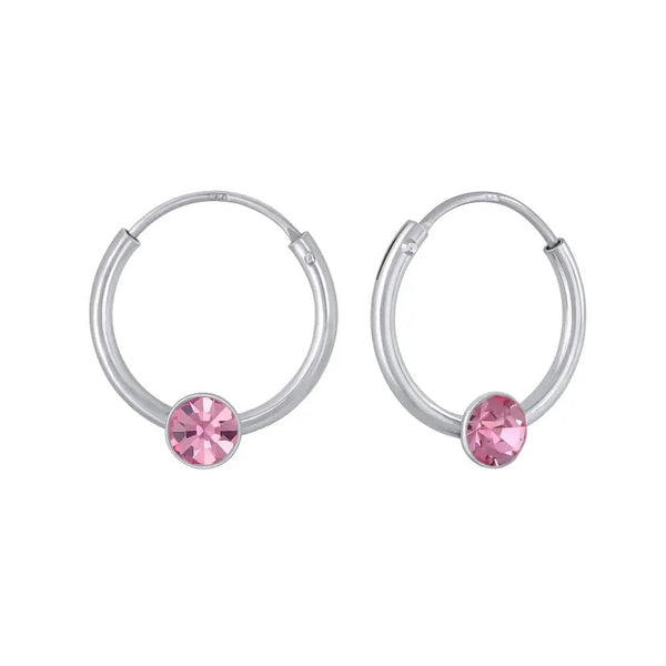 Children's Sterling Silver 'October Birthstone' Hoop Earrings
