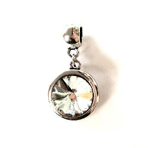 Teenager's 'April Birthstone' Diamond Coloured Crystal Silver Plated Charm Bead Bracelet