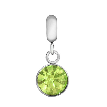 Teenager's 'August Birthstone' Peridot Coloured Crystal Silver Plated Charm Bead Bracelet