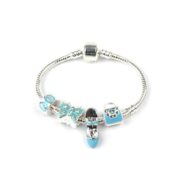 Children's 'True Blue' Silver Plated Charm Bead Bracelet