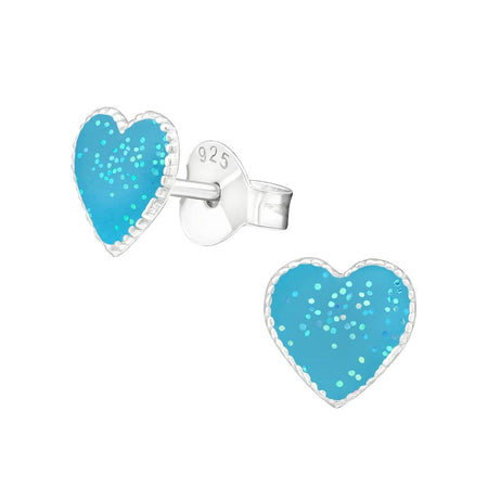 Children's Sterling Silver 'Black Diamond Crystal Heart' Stud Earrings