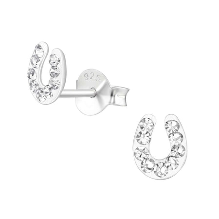 Children's Sterling Silver Round Stud Earrings with Diamante Crystals