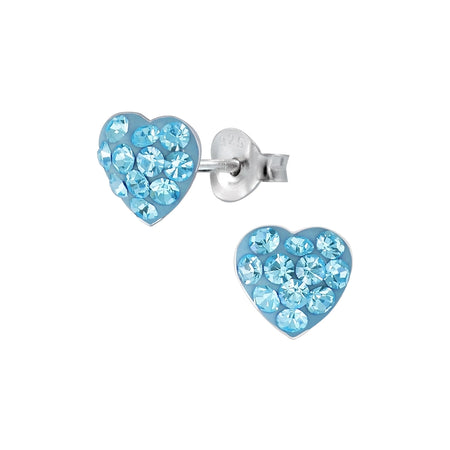 Children's Sterling Silver 'Jet Black Crystal Love Heart' Stud Earrings