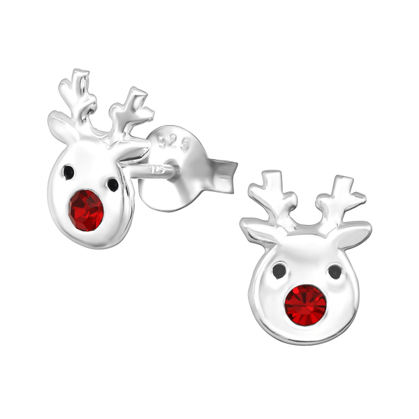 Children's Sterling Silver Christmas Rudolph Reindeer Stud Earrings
